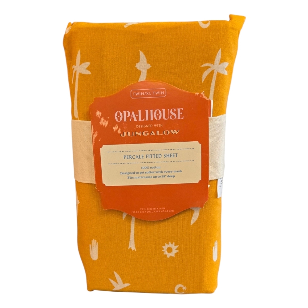 Opalhouse Golden Percale Fitted Sheet New Jungalow Twin/XL Twin Sheet